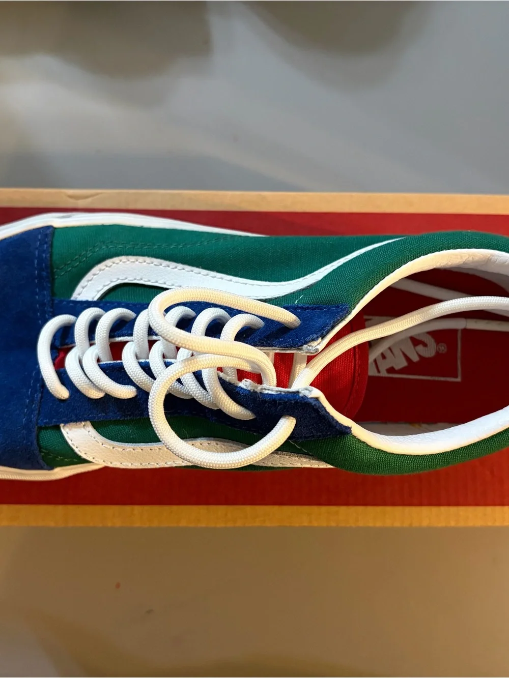 Vans Old Skool Low Top Sneakers in Green, Blue & White